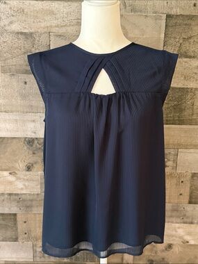 LOFT Navy Cap Sleeve Top Size M